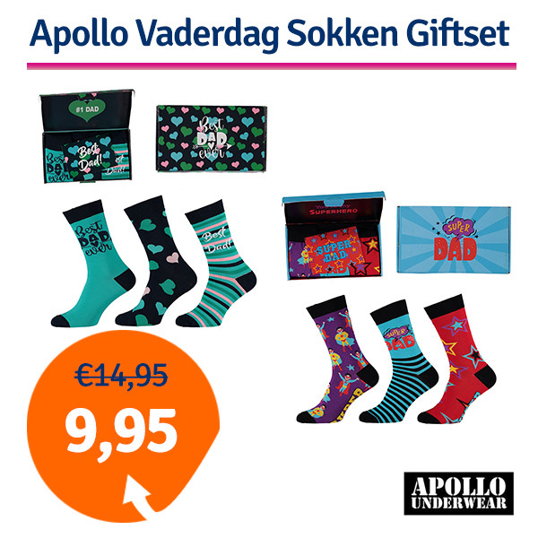 Een Dag Actie - Dagaanbieding Apollo Vaderdag Cadeau Sokken Giftbox - Keuze Uit 2 Designs