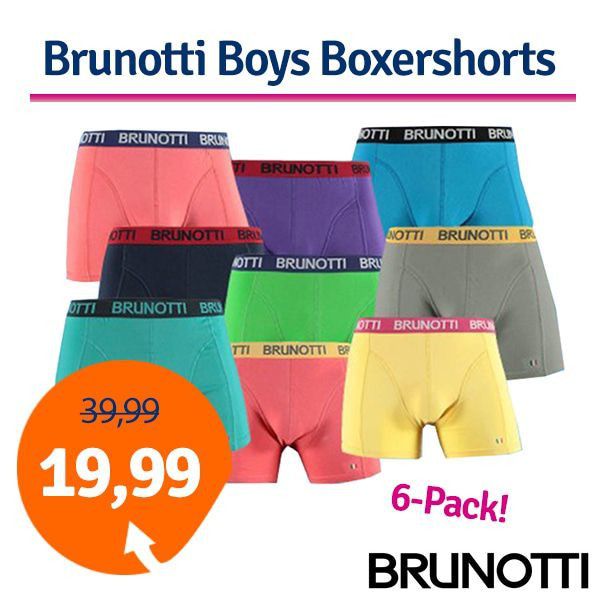 Een Dag Actie - Dagaanbieding Brunotti Boys Boxershorts 6-Pack Een Dag Actie - Dagaanbieding Brunotti Boys Boxershorts 6-Pack