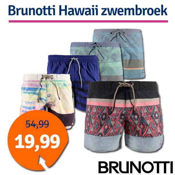 Een Dag Actie - Dagaanbieding Brunotti Hawaii Zwembroek Een Dag Actie - Dagaanbieding Brunotti Hawaii Zwembroek