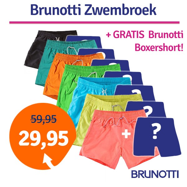 Een Dag Actie - Dagaanbieding Brunotti Zwembroek + Gratis Boxershort Een Dag Actie - Dagaanbieding Brunotti Zwembroek + Gratis Boxershort