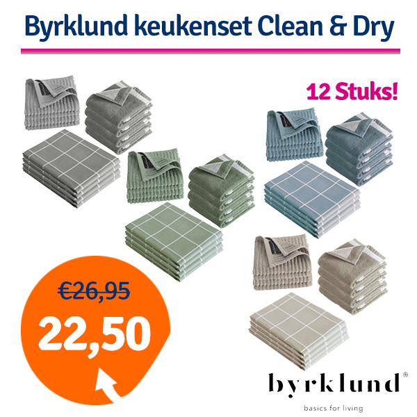 Een Dag Actie - Dagaanbieding Byrklund Keukenset Clean & Dry - 12 Delig
