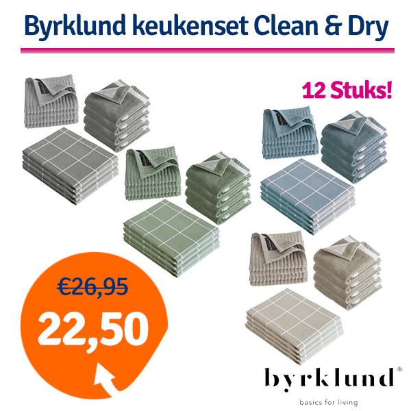 Een Dag Actie - Dagaanbieding Byrklund Keukenset Clean & Dry - 12 Delig Een Dag Actie - Dagaanbieding Byrklund Keukenset Clean & Dry - 12 Delig