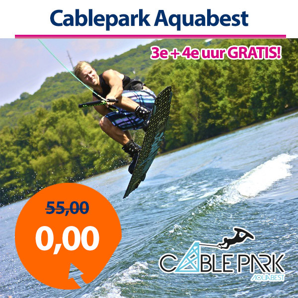 Een Dag Actie - Dagaanbieding Cablepark Aquabest 3E + 4E Uur Gratis Een Dag Actie - Dagaanbieding Cablepark Aquabest 3E + 4E Uur Gratis