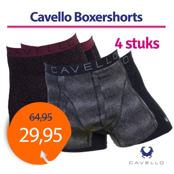 Een Dag Actie - Dagaanbieding Cavello Boxershorts Antra Bordeaux 4-Pack