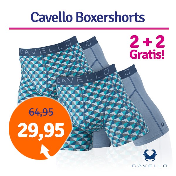 Een Dag Actie - Dagaanbieding Cavello Boxershorts Blue Stairs 4-Pack