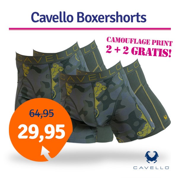 Een Dag Actie - Dagaanbieding Cavello Boxershorts Camo 4-Pack