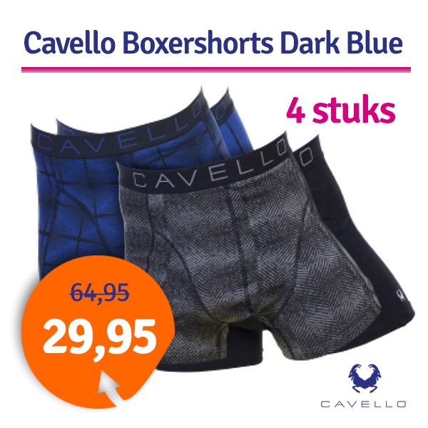 Een Dag Actie - Dagaanbieding Cavello Boxershorts Dark Blue 4-Pack