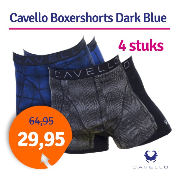 Een Dag Actie - Dagaanbieding Cavello Boxershorts Dark Blue 4-Pack Een Dag Actie - Dagaanbieding Cavello Boxershorts Dark Blue 4-Pack