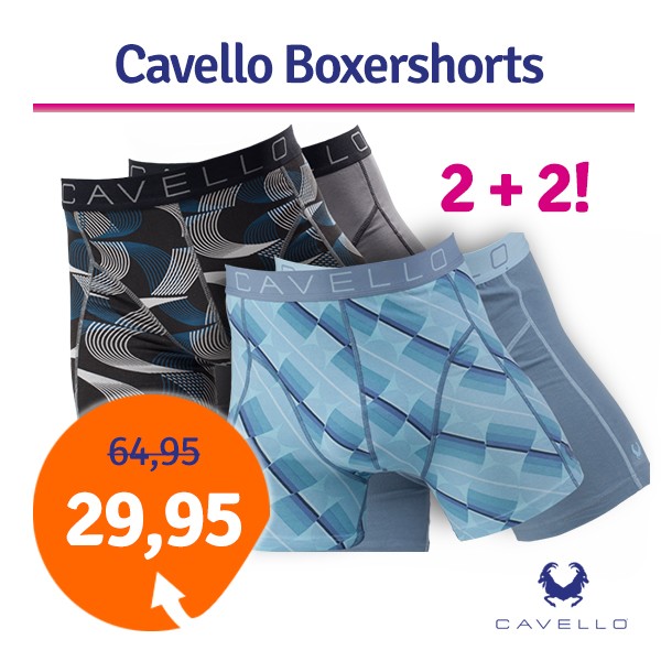 Een Dag Actie - Dagaanbieding Cavello Boxershorts Elips And Waves 4-Pack