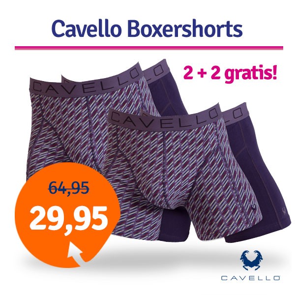 Een Dag Actie - Dagaanbieding Cavello Boxershorts Figuur Paars 4 Pack