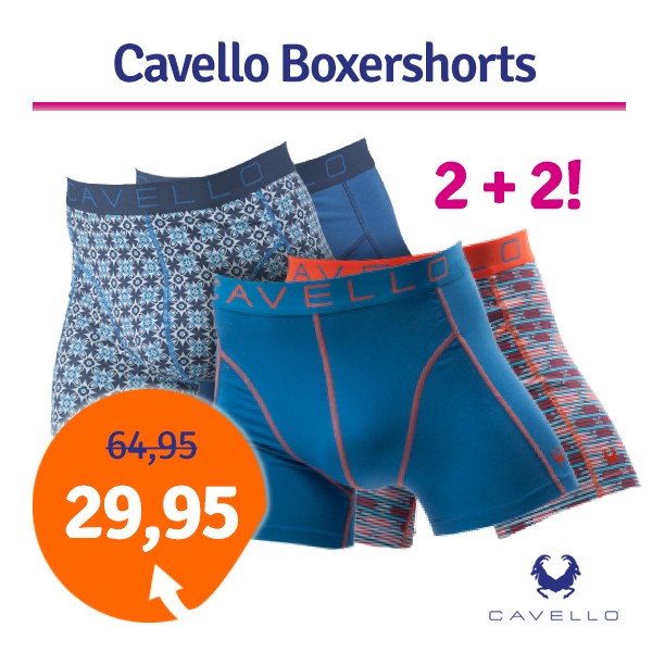 Een Dag Actie - Dagaanbieding Cavello Boxershorts Flowers And Stripes 4-Pack