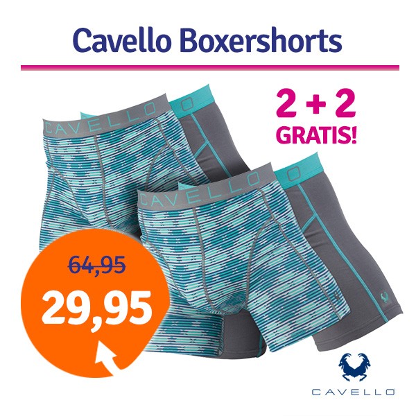 Een Dag Actie - Dagaanbieding Cavello Boxershorts Green Cross 4-Pack