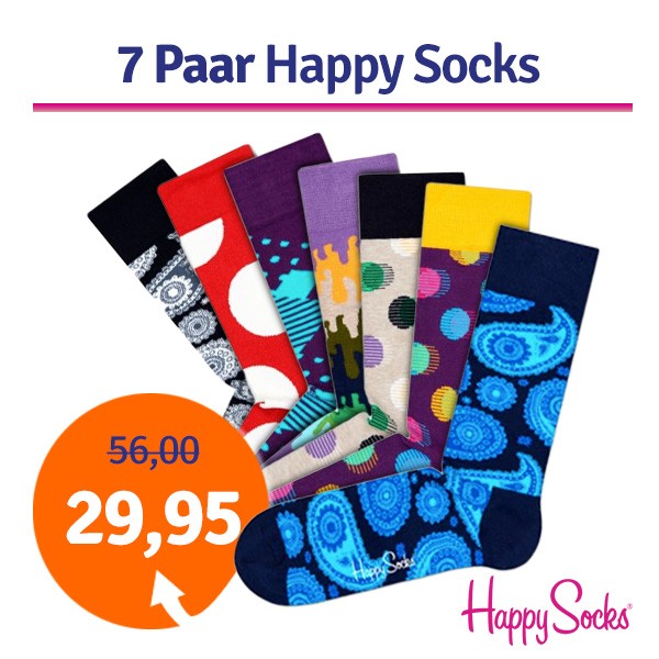 Een Dag Actie - Dagaanbieding Happy Socks Sokken 7 Paar