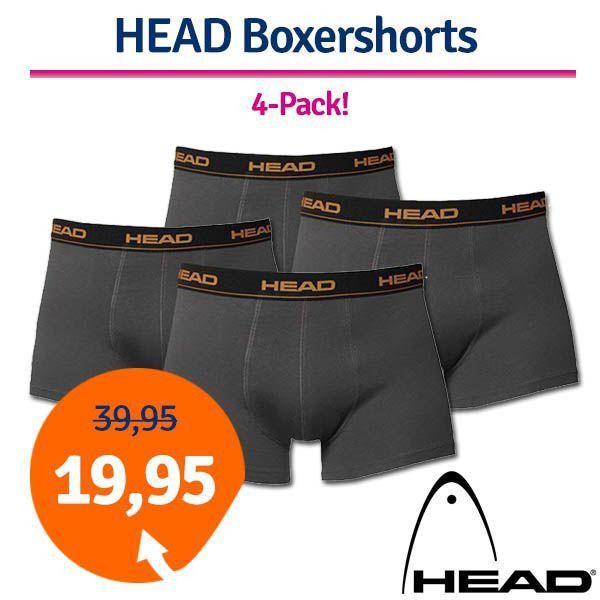 Een Dag Actie - Dagaanbieding Head Basic Boxershorts Dark Shadow 4-Pack