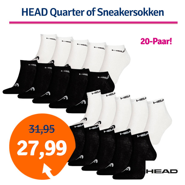 Een Dag Actie - Dagaanbieding Head Quarter- Of Sneakersokken 20-Pack