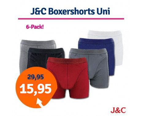 Een Dag Actie - Dagaanbieding J&C Boxershorts Uni 6-Pack Een Dag Actie - Dagaanbieding J&C Boxershorts Uni 6-Pack