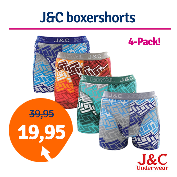 Een Dag Actie - Dagaanbieding Jc Boxershorts Block 4-Pack