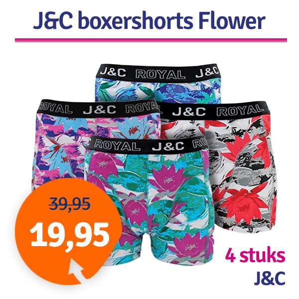 Een Dag Actie - Dagaanbieding Jc Boxershorts Flower 4-Pack Een Dag Actie - Dagaanbieding Jc Boxershorts Flower 4-Pack