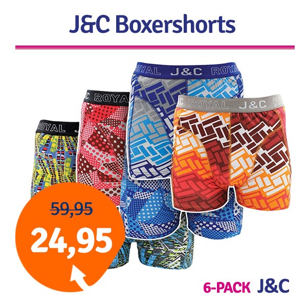 Een Dag Actie - Dagaanbieding Jc Boxershorts Mix 6-Pack Een Dag Actie - Dagaanbieding Jc Boxershorts Mix 6-Pack