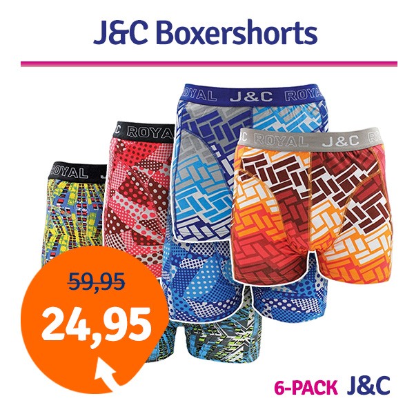 Een Dag Actie - Dagaanbieding Jc Boxershorts Mix 6-Pack