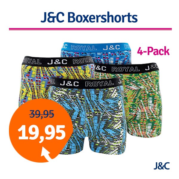 Een Dag Actie - Dagaanbieding Jc Boxershorts Urban 4-Pack Een Dag Actie - Dagaanbieding Jc Boxershorts Urban 4-Pack