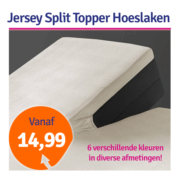 Een Dag Actie - Dagaanbieding Jersey Split Topper Hoeslaken Een Dag Actie - Dagaanbieding Jersey Split Topper Hoeslaken