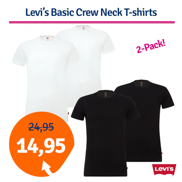 Een Dag Actie - Dagaanbieding Levi's Basic Crew Neck T-Shirts Een Dag Actie - Dagaanbieding Levi's Basic Crew Neck T-Shirts