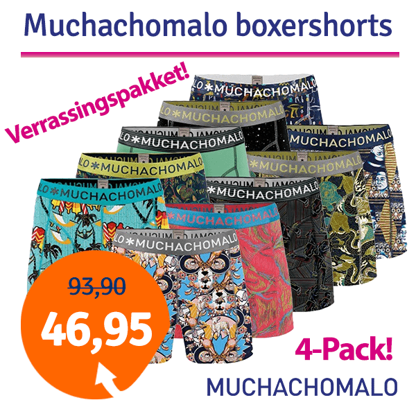 Een Dag Actie - Dagaanbieding Muchachomalo Boxershorts Verrassingspakket 4-Pack