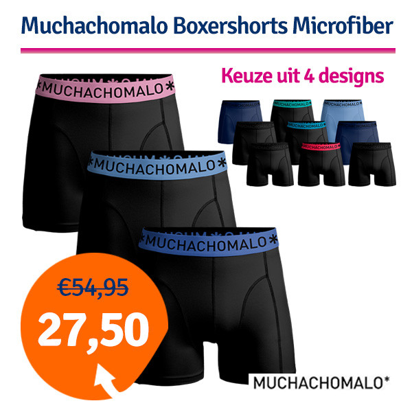 Een Dag Actie - Dagaanbieding Muchachomalo Microfiber Boxershorts 3-Pack Een Dag Actie - Dagaanbieding Muchachomalo Microfiber Boxershorts 3-Pack