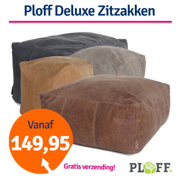 Een Dag Actie - Dagaanbieding Ploff Deluxe Leren Poef