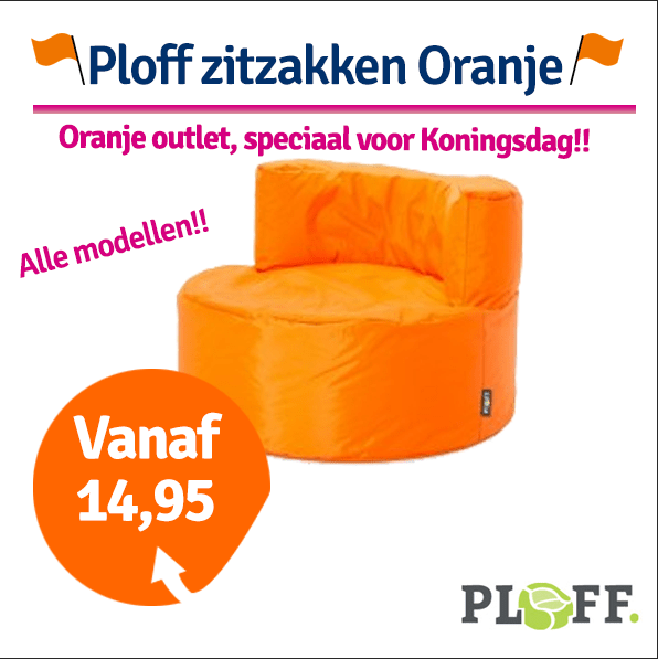 Een Dag Actie - Dagaanbieding Ploff Zitzakken Oranje Outlet