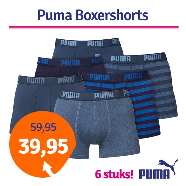Een Dag Actie - Dagaanbieding Puma Boxershorts Blue Combi 6-Pack