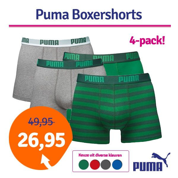 Een Dag Actie - Dagaanbieding Puma Boxershorts Stripe 4-Pack Een Dag Actie - Dagaanbieding Puma Boxershorts Stripe 4-Pack
