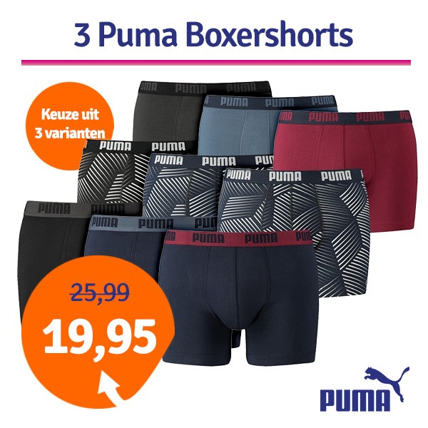 Een Dag Actie - Dagaanbieding Puma Boxershorts Tooth 3-Pack