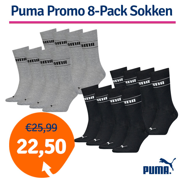 Een Dag Actie - Dagaanbieding Puma Crew Sokken Heren Promo 8-Pack Een Dag Actie - Dagaanbieding Puma Crew Sokken Heren Promo 8-Pack