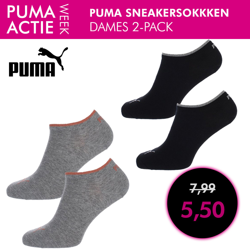 Een Dag Actie - Dagaanbieding Puma Dames Sneakersokken 2-Pack Een Dag Actie - Dagaanbieding Puma Dames Sneakersokken 2-Pack