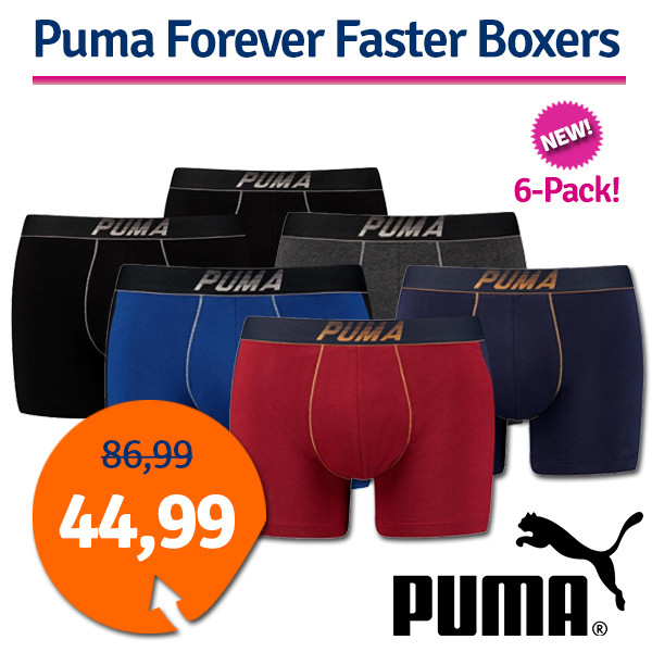 Een Dag Actie - Dagaanbieding Puma Forever Faster Boxershorts 6-Pack