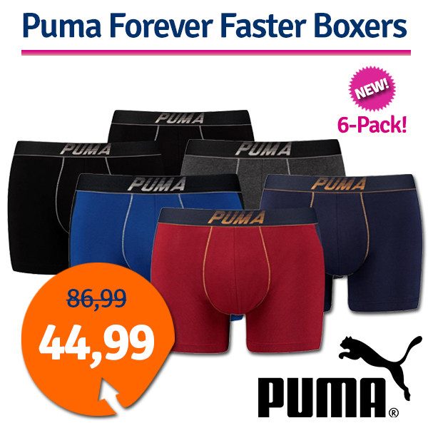 Een Dag Actie - Dagaanbieding Puma Forever Faster Boxershorts 6-Pack Een Dag Actie - Dagaanbieding Puma Forever Faster Boxershorts 6-Pack