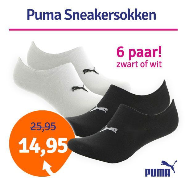 Een Dag Actie - Dagaanbieding Puma Sneakersokken 6-Pack Een Dag Actie - Dagaanbieding Puma Sneakersokken 6-Pack