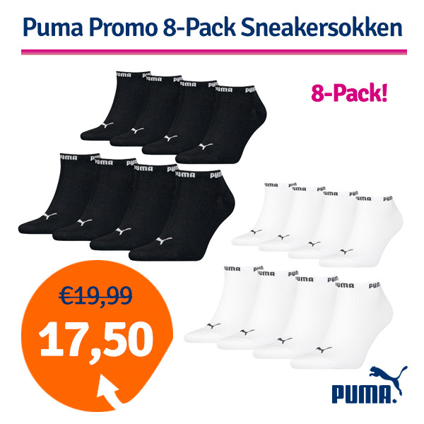 Een Dag Actie - Dagaanbieding Puma Sneakersokken Heren Promo 8-Pack