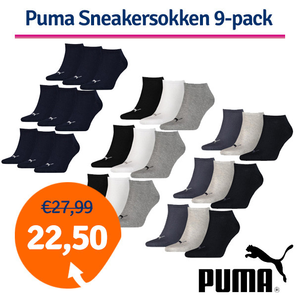 Een Dag Actie - Dagaanbieding Puma Sneakersokken Plain 9-Pack Een Dag Actie - Dagaanbieding Puma Sneakersokken Plain 9-Pack