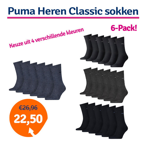 Een Dag Actie - Dagaanbieding Puma Sokken Heren Classic 6-Pack Een Dag Actie - Dagaanbieding Puma Sokken Heren Classic 6-Pack