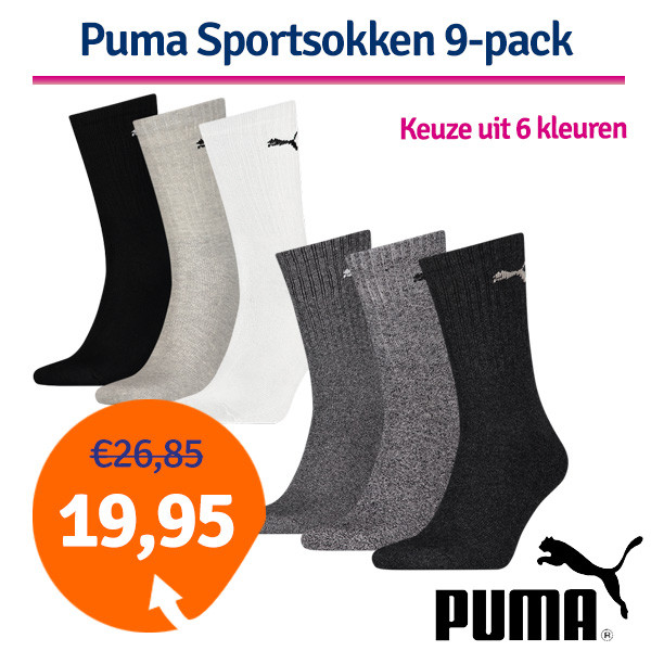 Een Dag Actie - Dagaanbieding Puma Sportsokken 9-Pack Een Dag Actie - Dagaanbieding Puma Sportsokken 9-Pack