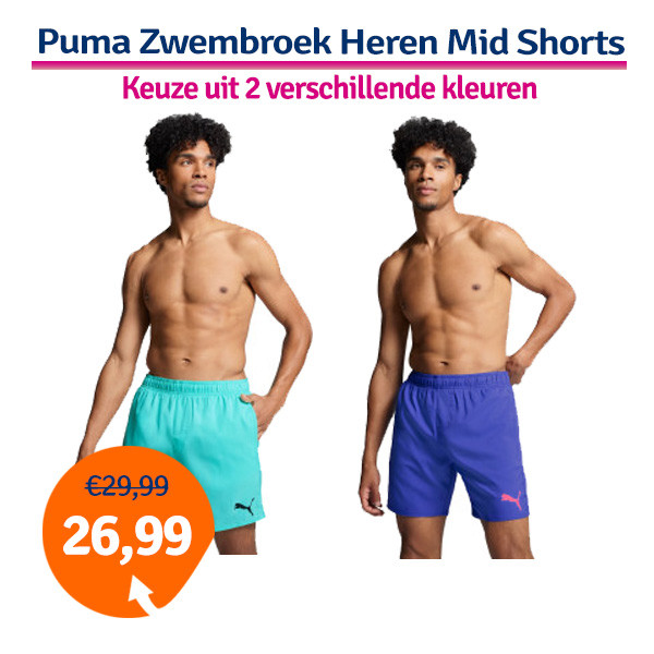 Een Dag Actie - Dagaanbieding Puma Zwembroek Heren Mid Shorts Een Dag Actie - Dagaanbieding Puma Zwembroek Heren Mid Shorts