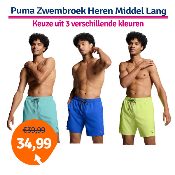 Een Dag Actie - Dagaanbieding Puma Zwembroek Heren Middel Lang Een Dag Actie - Dagaanbieding Puma Zwembroek Heren Middel Lang