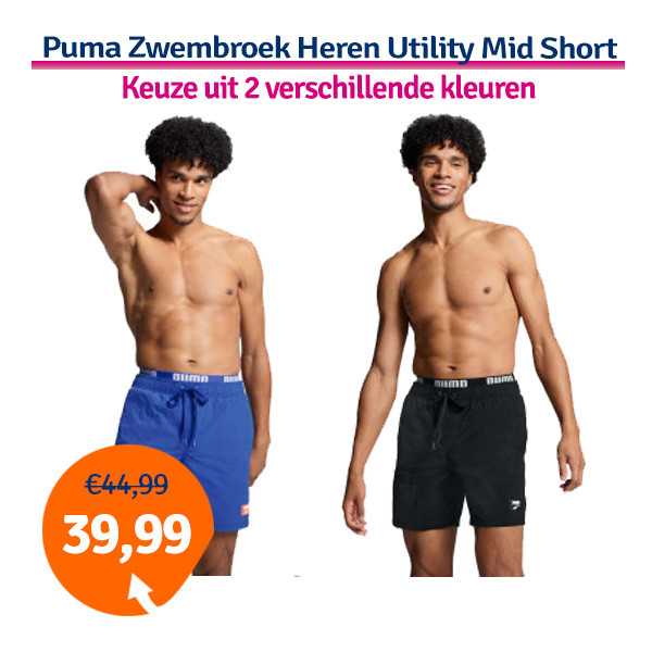Een Dag Actie - Dagaanbieding Puma Zwembroek Heren Utility Mid Shorts