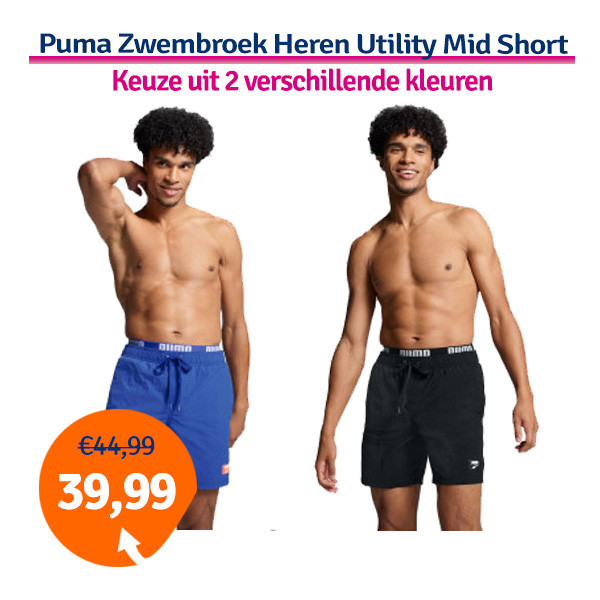 Een Dag Actie - Dagaanbieding Puma Zwembroek Heren Utility Mid Shorts Een Dag Actie - Dagaanbieding Puma Zwembroek Heren Utility Mid Shorts