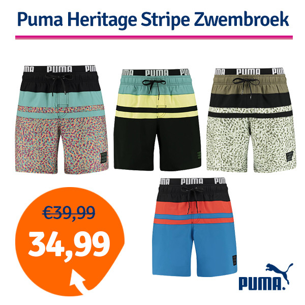 Een Dag Actie - Dagaanbieding Puma Zwembroeken Heritage Stripe - Keuze Uit 4 Kleuren