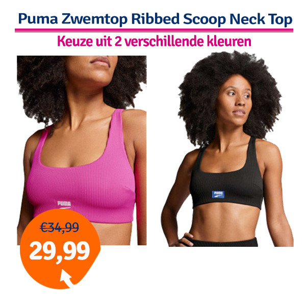 Een Dag Actie - Dagaanbieding Puma Zwemtop Ribbed Scoop Neck Top