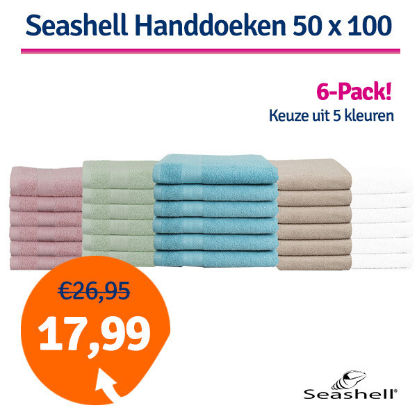 Een Dag Actie - Dagaanbieding Seashell Handdoeken 50 X 100 Cm 6 Stuks Een Dag Actie - Dagaanbieding Seashell Handdoeken 50 X 100 Cm 6 Stuks